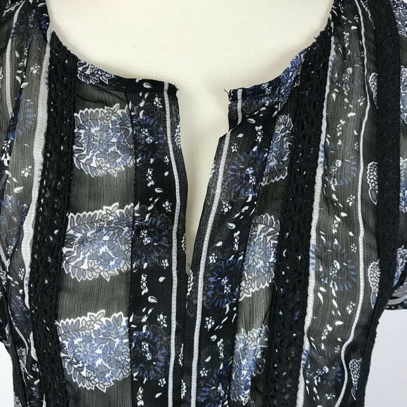 Lucky Brand Sheer Floral Crochet Trim Coverup Dress - Picture 4 of 9